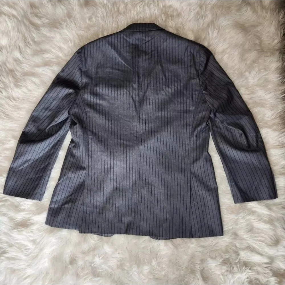 New Guabello Grey Pinstripe 2 Button Pocket Front Suit Jacket Blazer Size 44R